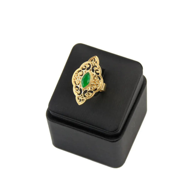 Bague de fiançailles en Argent avec oxyde de zirconium vert emeraude