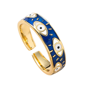 bague mauvais oeil bleu marine et doré