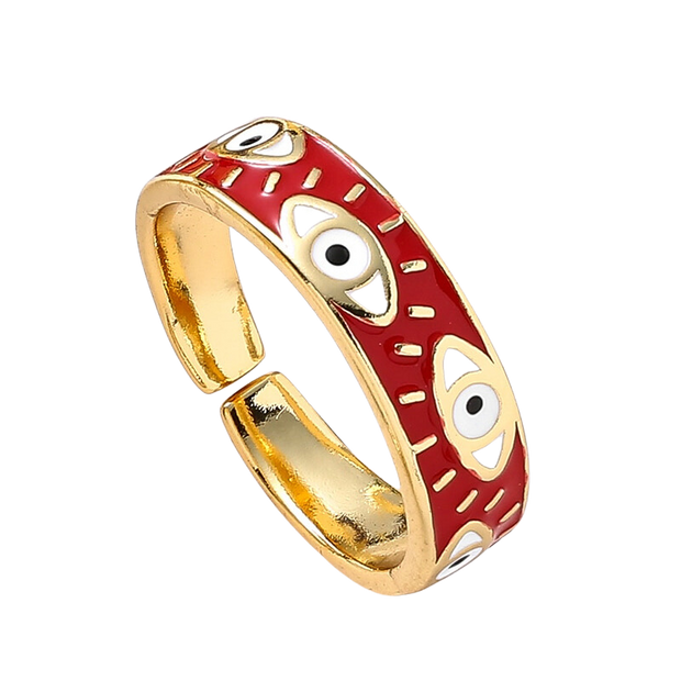 bague mauvais oeil rouge et doré