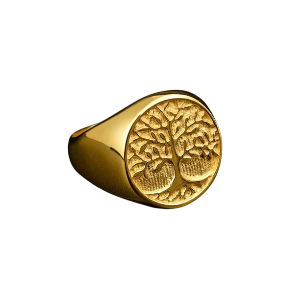 Bague chevalière arbre de vie dorée Bijoux Musulmans bagues Bijoux Musulmans