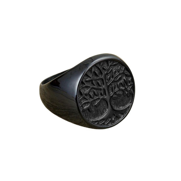 Bague chevalière arbre de vie noire Bijoux Musulmans bagues Bijoux Musulmans