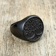 Bague chevalière arbre de vie noire Bijoux Musulmans bagues Bijoux Musulmans