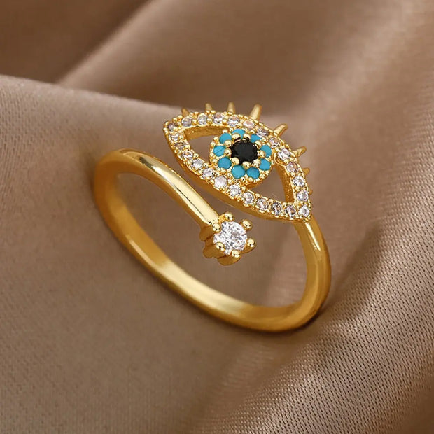 Bague evil eyes dorée Bijoux Musulmans bagues Bijoux Musulmans