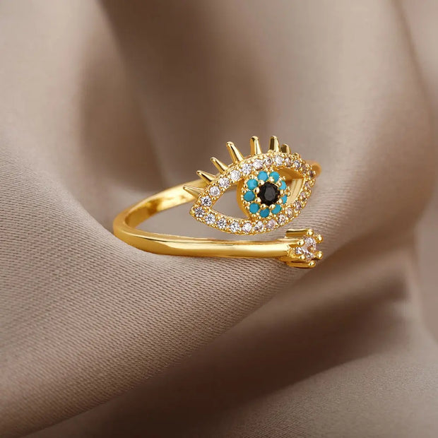 Bague evil eyes dorée Bijoux Musulmans bagues Bijoux Musulmans