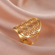 Bague fleur de vie dorée Bijoux Musulmans bagues Bijoux Musulmans