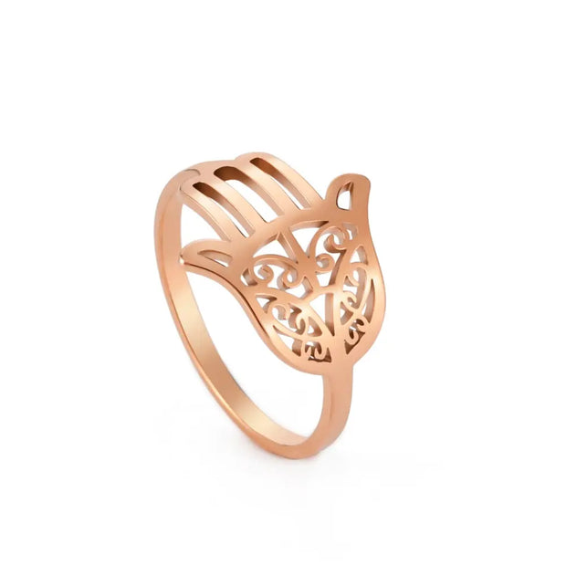 Bague main de Fatma rose dorée Bijoux Musulmans bagues Bijoux Musulmans