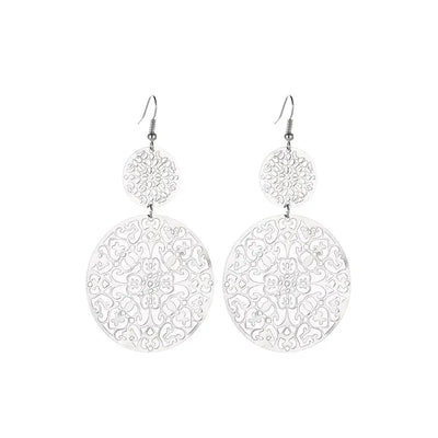 Boucles d'oreilles à disque creux argentée Bijoux Musulmans boucles d'oreilles Bijoux Musulmans