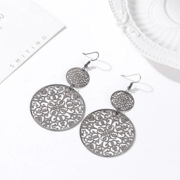 Boucles d'oreilles à disque creux noir Bijoux Musulmans boucles d'oreilles Bijoux Musulmans