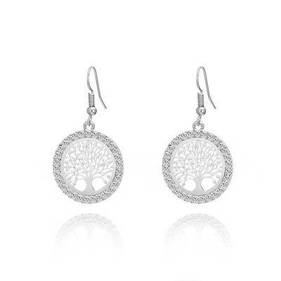 Boucles d'oreilles arbre de vie argentée Bijoux Musulmans boucles d'oreilles Bijoux Musulmans