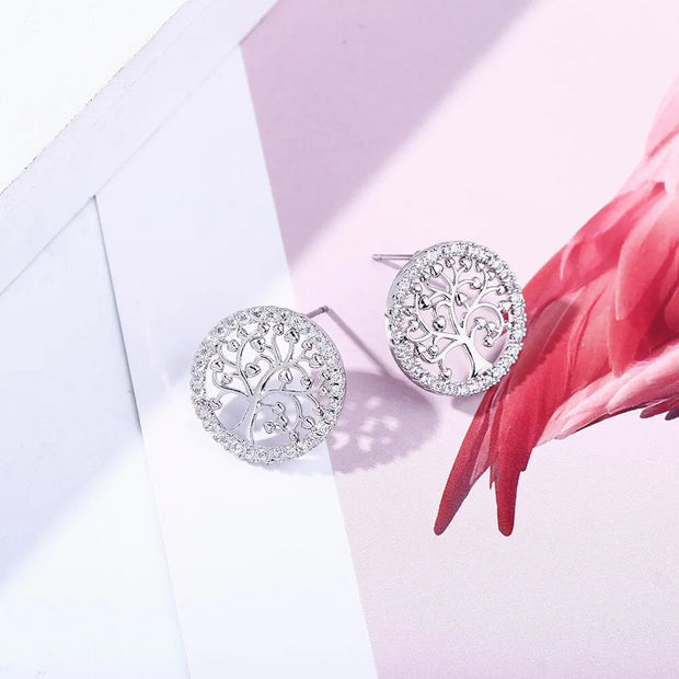Boucles d'oreilles clou arbre de vie argentée Bijoux Musulmans boucles d'oreilles Bijoux Musulmans