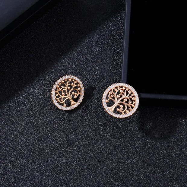 Boucles d'oreilles clou arbre de vie dorée Bijoux Musulmans boucles d'oreilles Bijoux Musulmans
