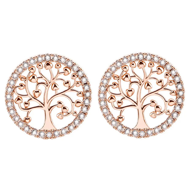 Boucles d'oreilles clou arbre de vie rose dorée Bijoux Musulmans boucles d'oreilles Bijoux Musulmans