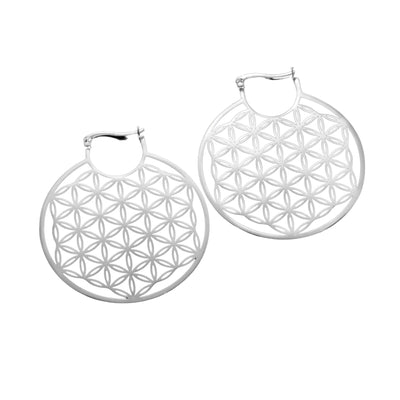 Boucles d'oreilles fleur de vie argentée Bijoux Musulmans boucles d'oreilles Bijoux Musulmans