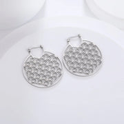 Boucles d'oreilles fleur de vie argentée Bijoux Musulmans boucles d'oreilles Bijoux Musulmans