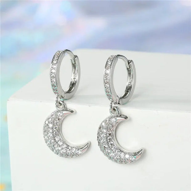 Boucles d'oreilles lune argentée Bijoux Musulmans boucles d'oreilles Bijoux Musulmans