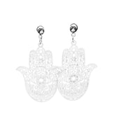 Boucles d'oreilles main de Fatma argentée Bijoux Musulmans boucles d'oreilles Bijoux Musulmans
