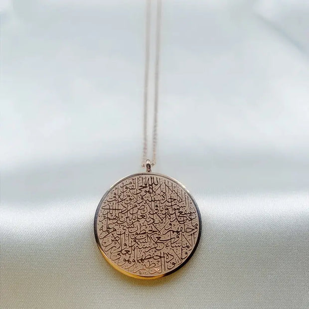 Collier médaille rond rose doré Bijoux Musulmans colliers Bijoux Musulmans
